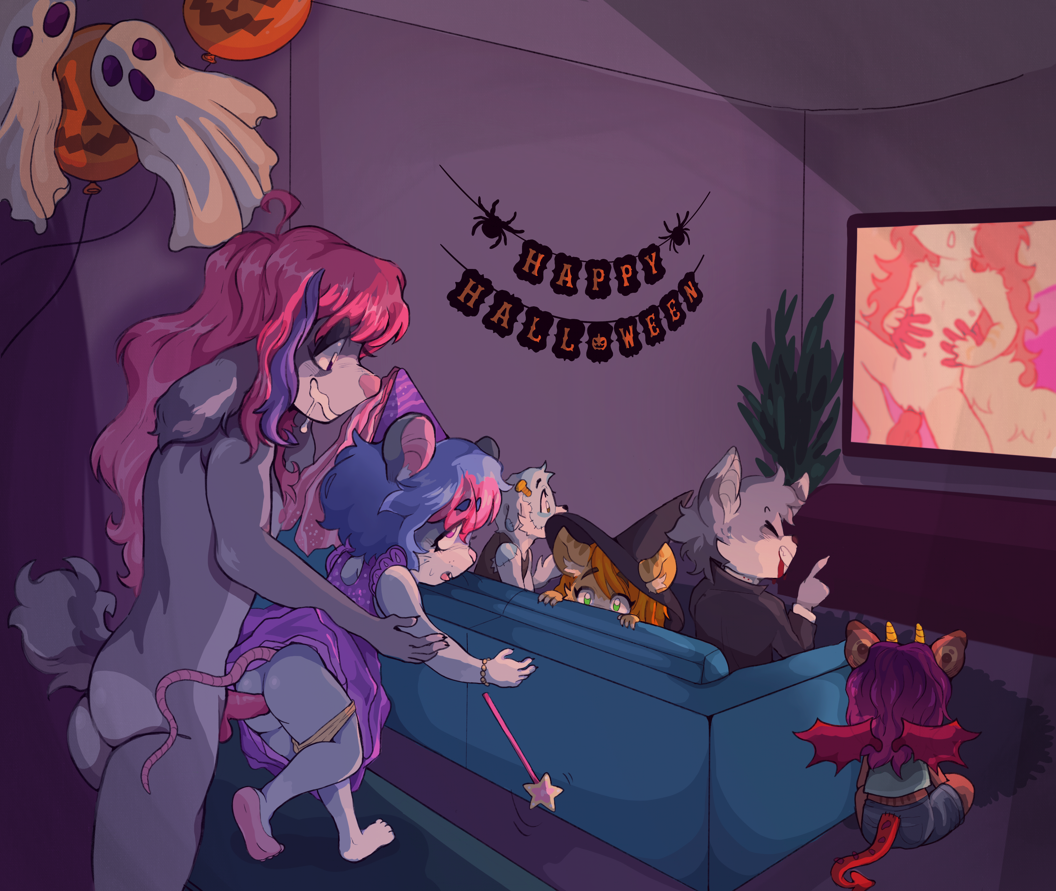 Underage furries at a Halloween party.