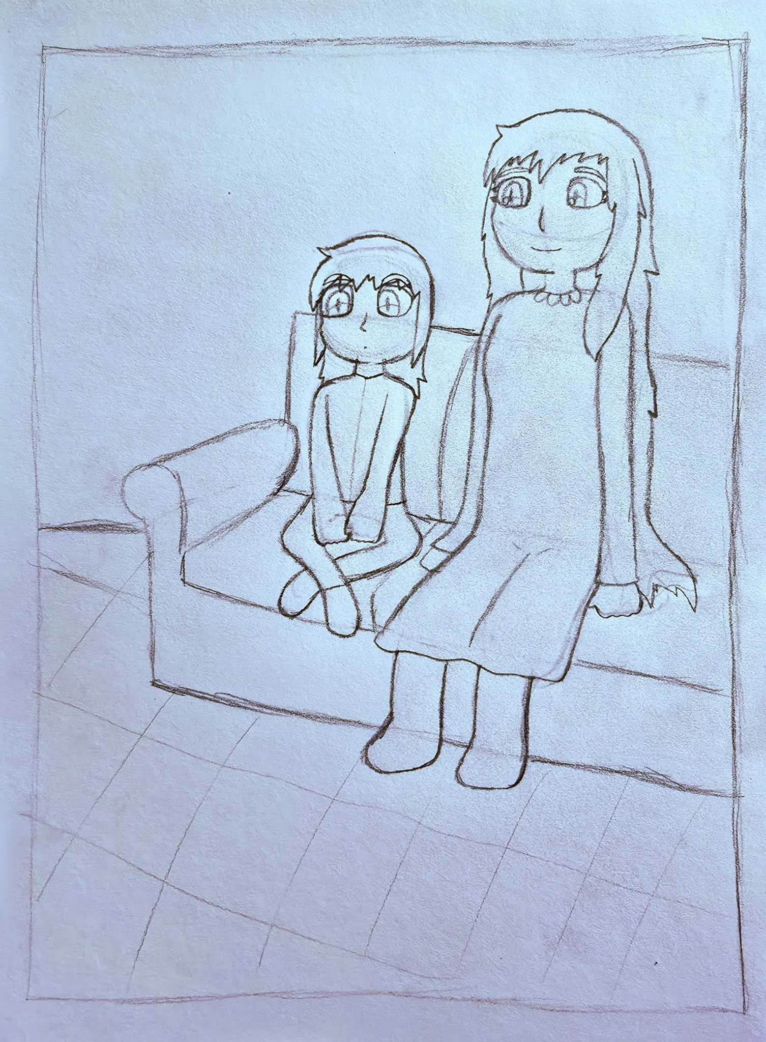 Two people, Deirdre and Seliph, sit on a couch.