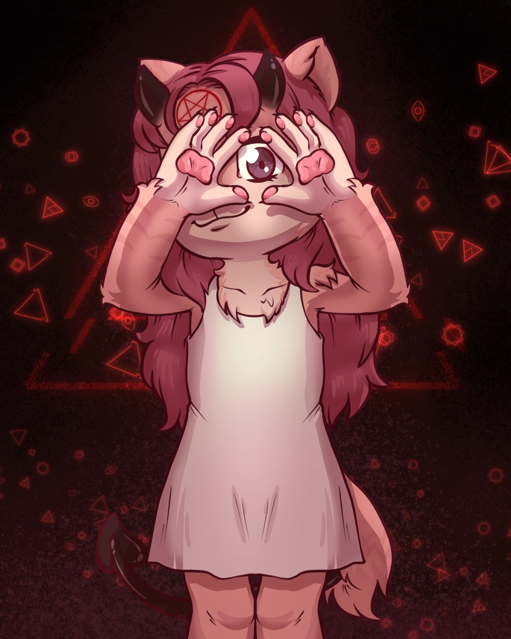 Underage furry doing the Illuminati hand gesture.