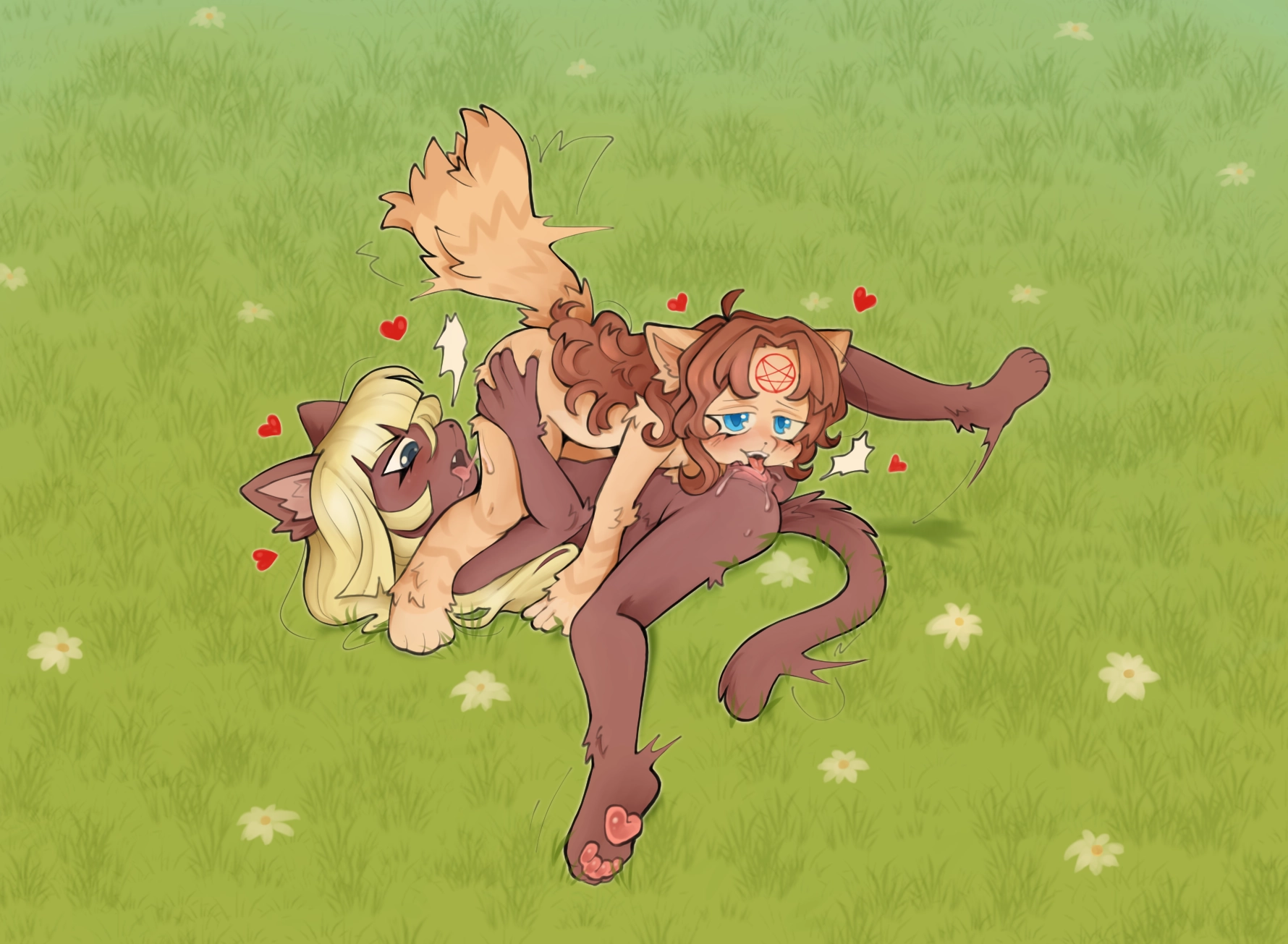 Two underage furries in a 69 position.