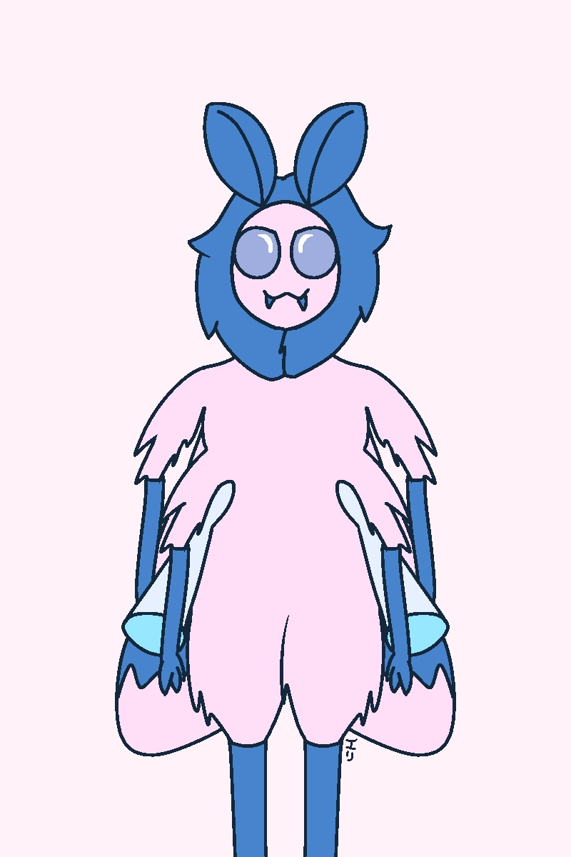 anthropomorphic moth is held