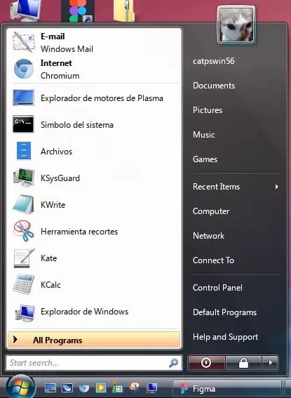 Lovely windows start menu, using modded open shell I think