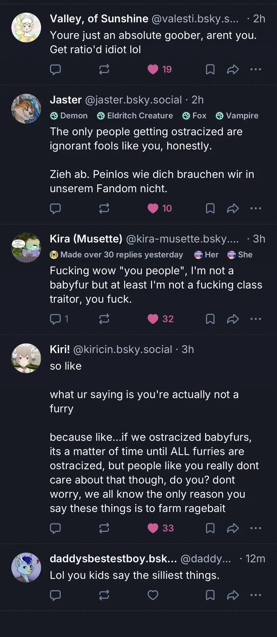 5 more posts making fun of them, 94 likes between them