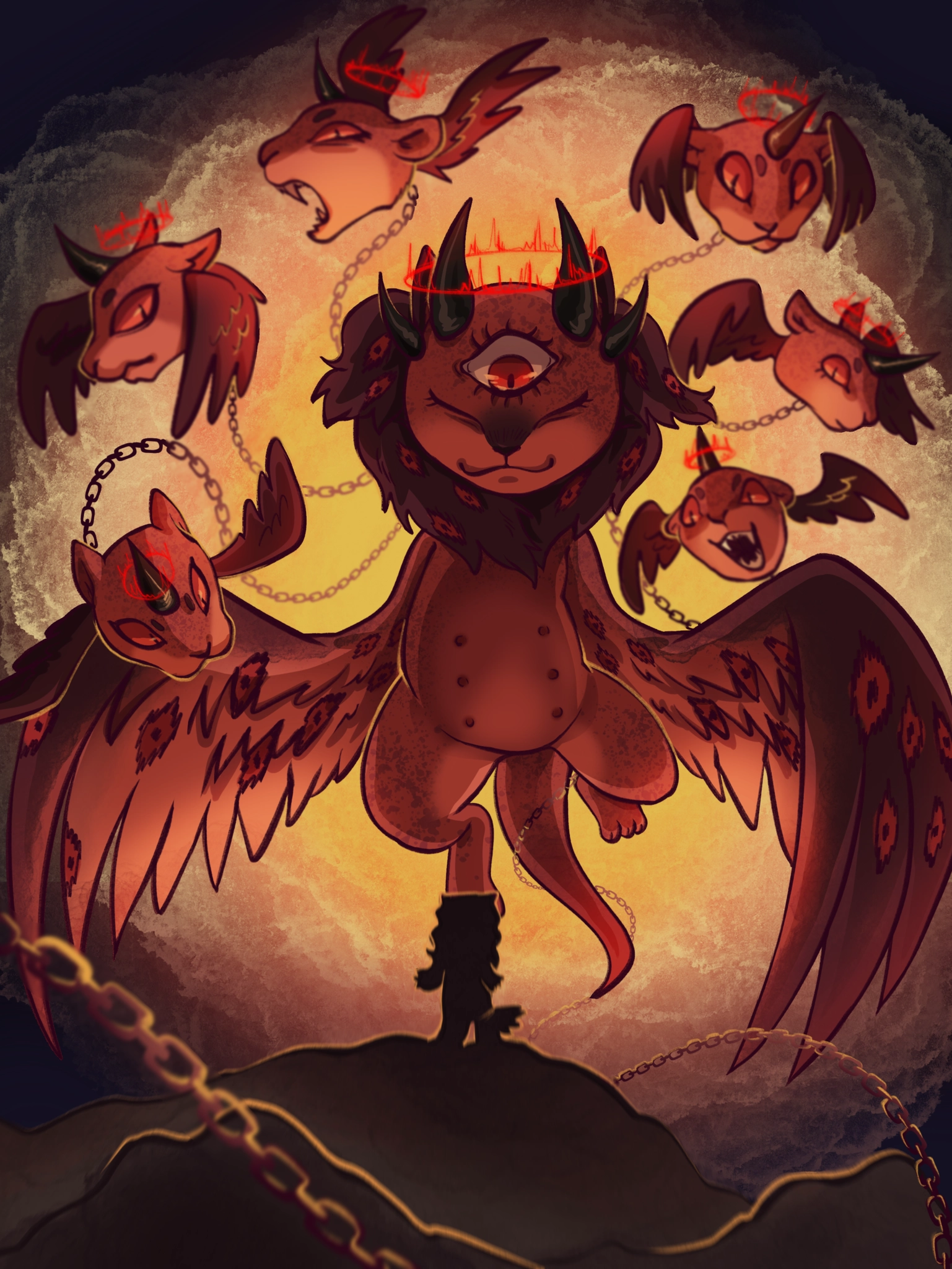 Furry looking upon the great red dragon, that ancient serpent called the devil, or Satan.
