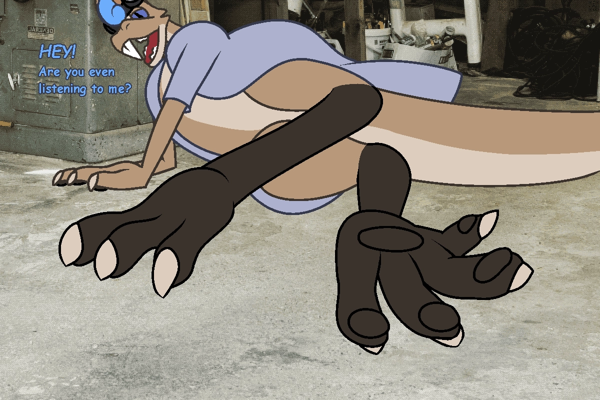 drawing of a yinglet, really focusing on his feet. he's wearing only a denim jacket.

"HEY! Are you even listening to me?"