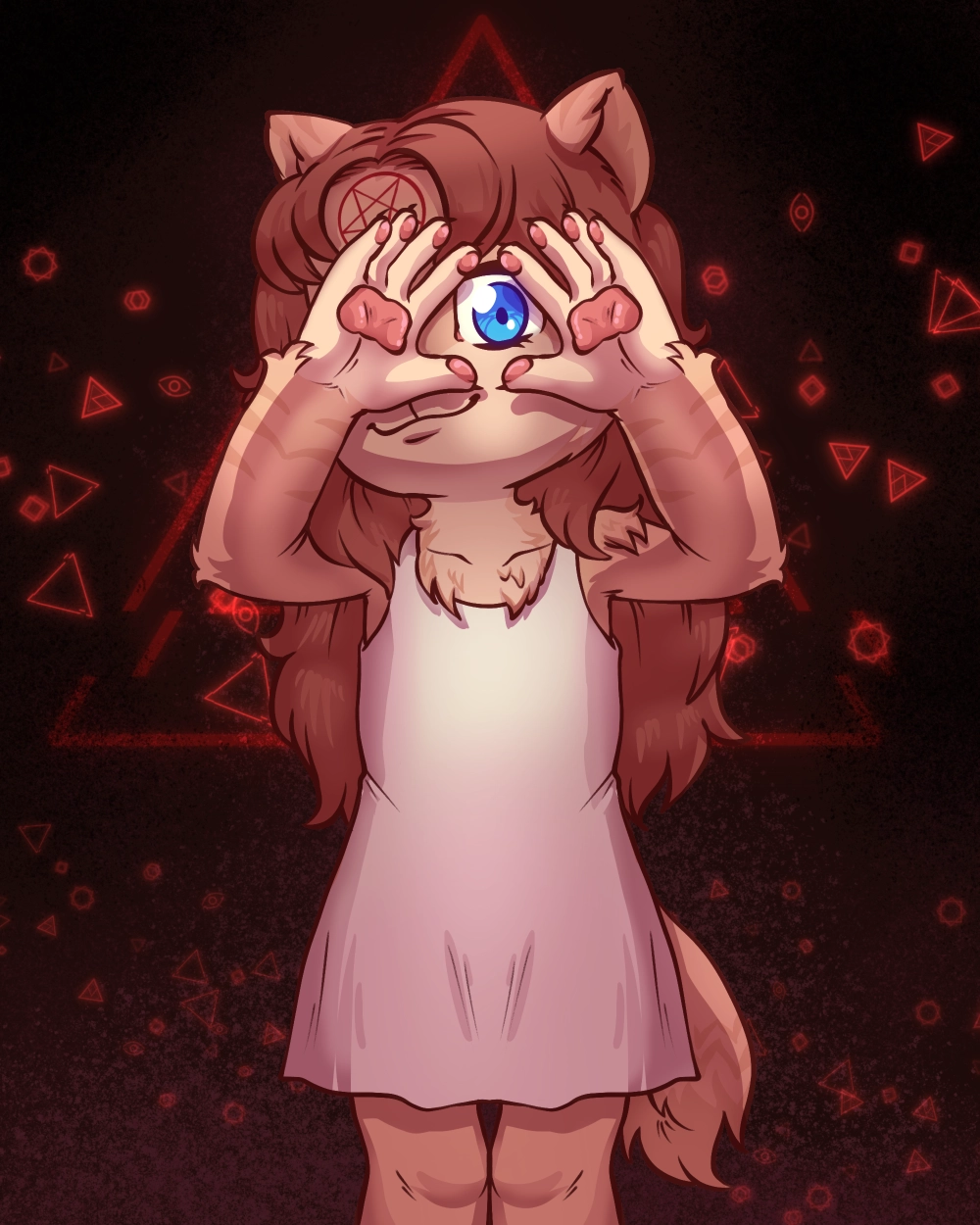 Underage furry doing the Illuminati hand gesture.