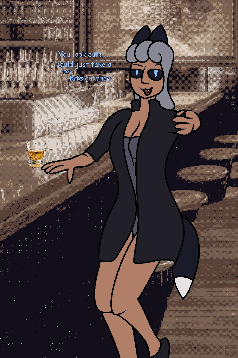 drunk foxgirl says you look cute, and wants to take a bite out of you