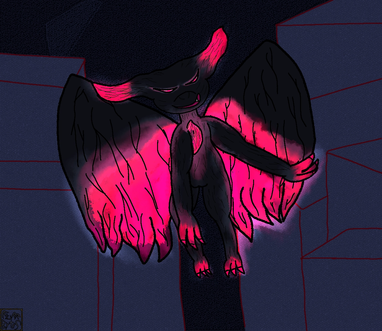 the same image as before but the darkness as abated allowing you to see the creature more clearly