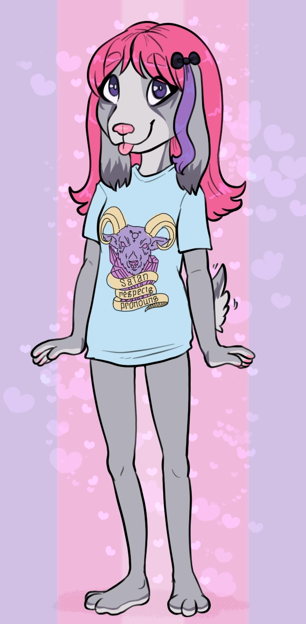 Underage furry wearing a shirt saying "Satan Respects Pronouns," the shirt is by Abprallen and can be bought on their website.