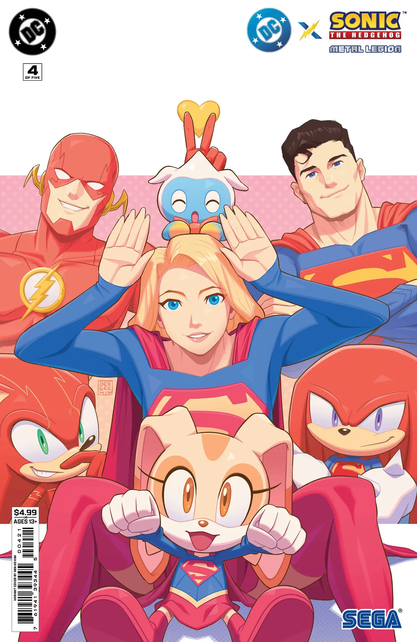 Supergirl, Superman, the Flash, Cheese, Knuckles, Red Sonic (???) — Cream and Knuckles are wearing Superman costumes