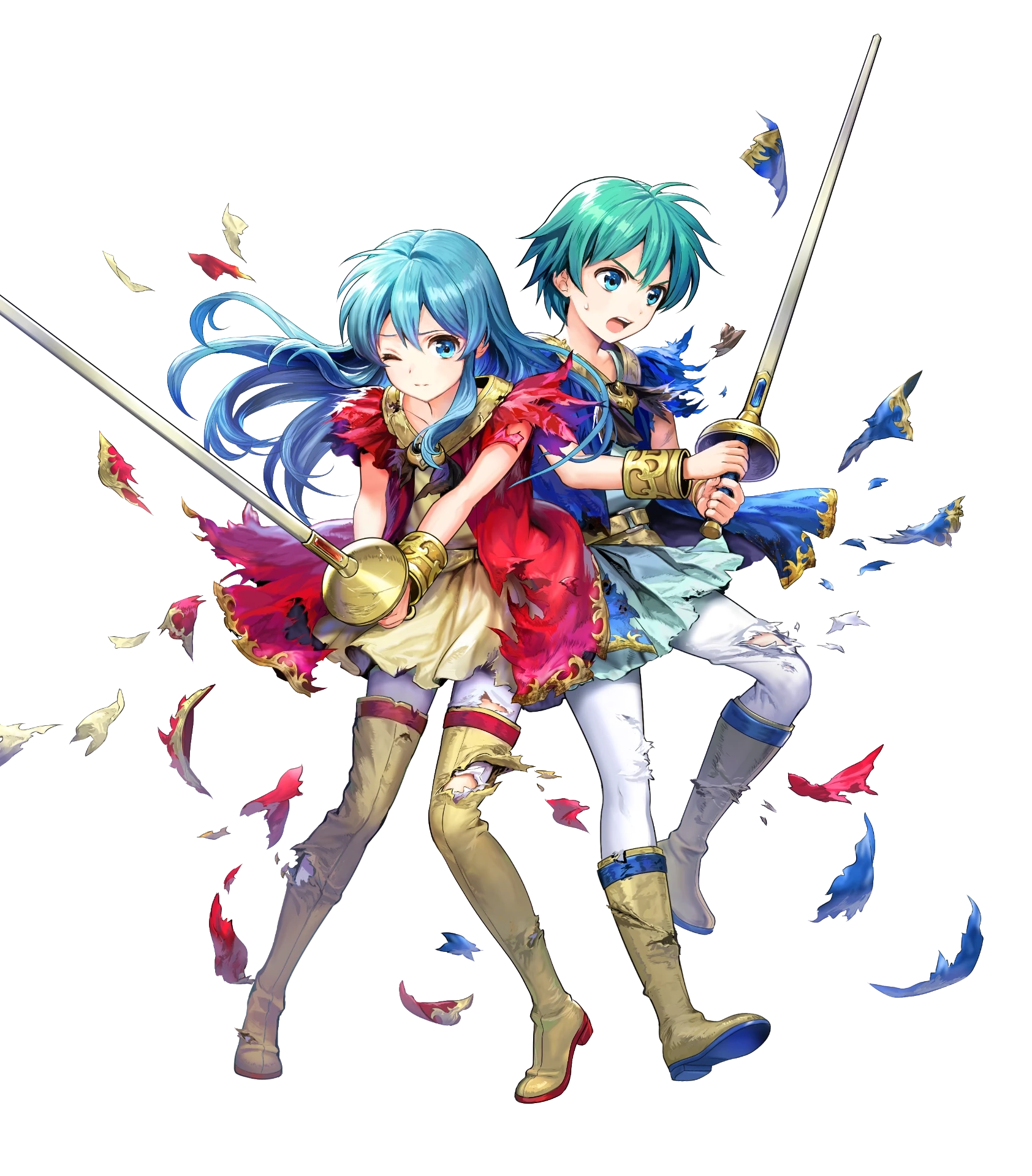 They got hurt and their clothes are torn off. Clothing damage is also a thing in FEH.