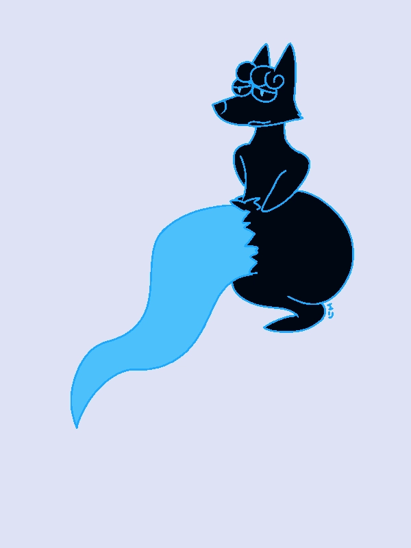 ghostly fox with a massive blue tapered penis