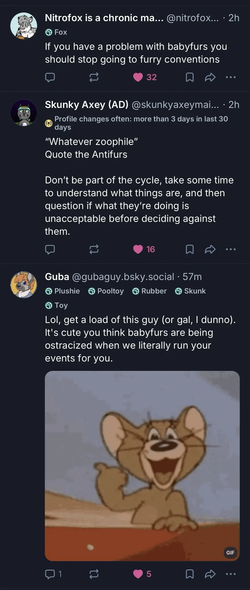 3 posts making fun of them, with a collective 53 likes between them