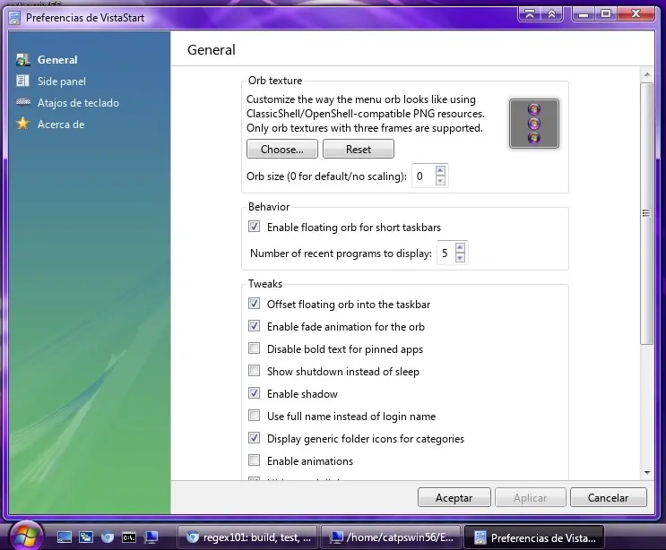 Vista style control panel applet