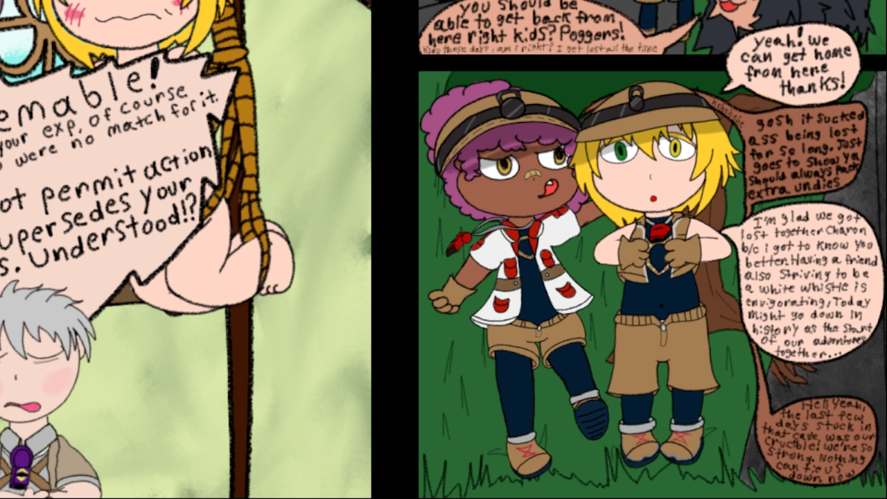 teaser image. zooms in to see some of the comic and the edge of the final panel, which suggests a instant loss 2koma situation