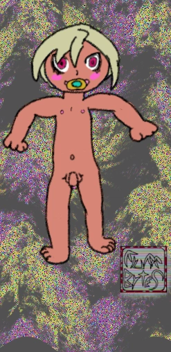 solo closeup view of Vivi nude and with a pacifier