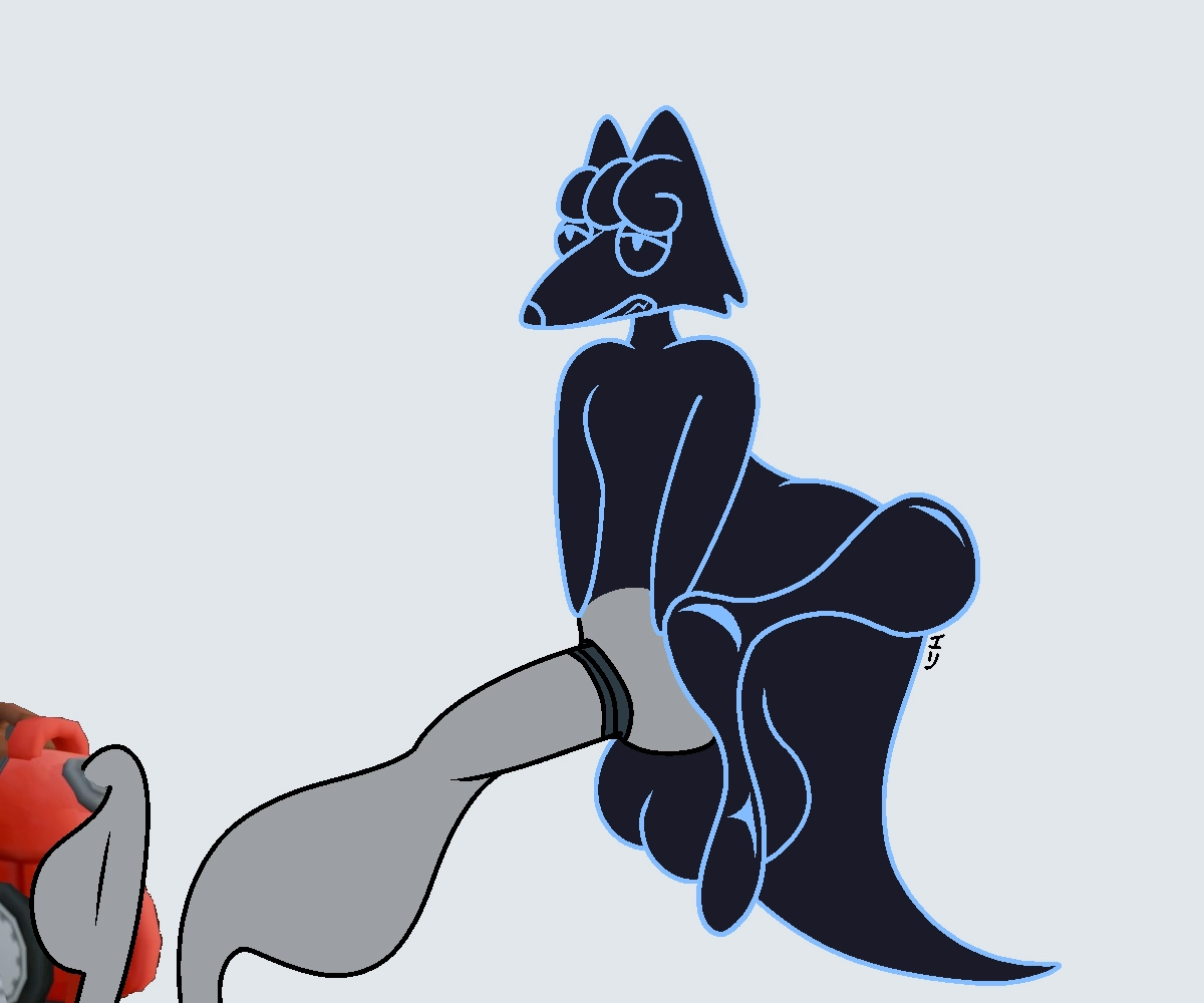 ghostly fox cumming into the poltergust 3000 from luigis mansion