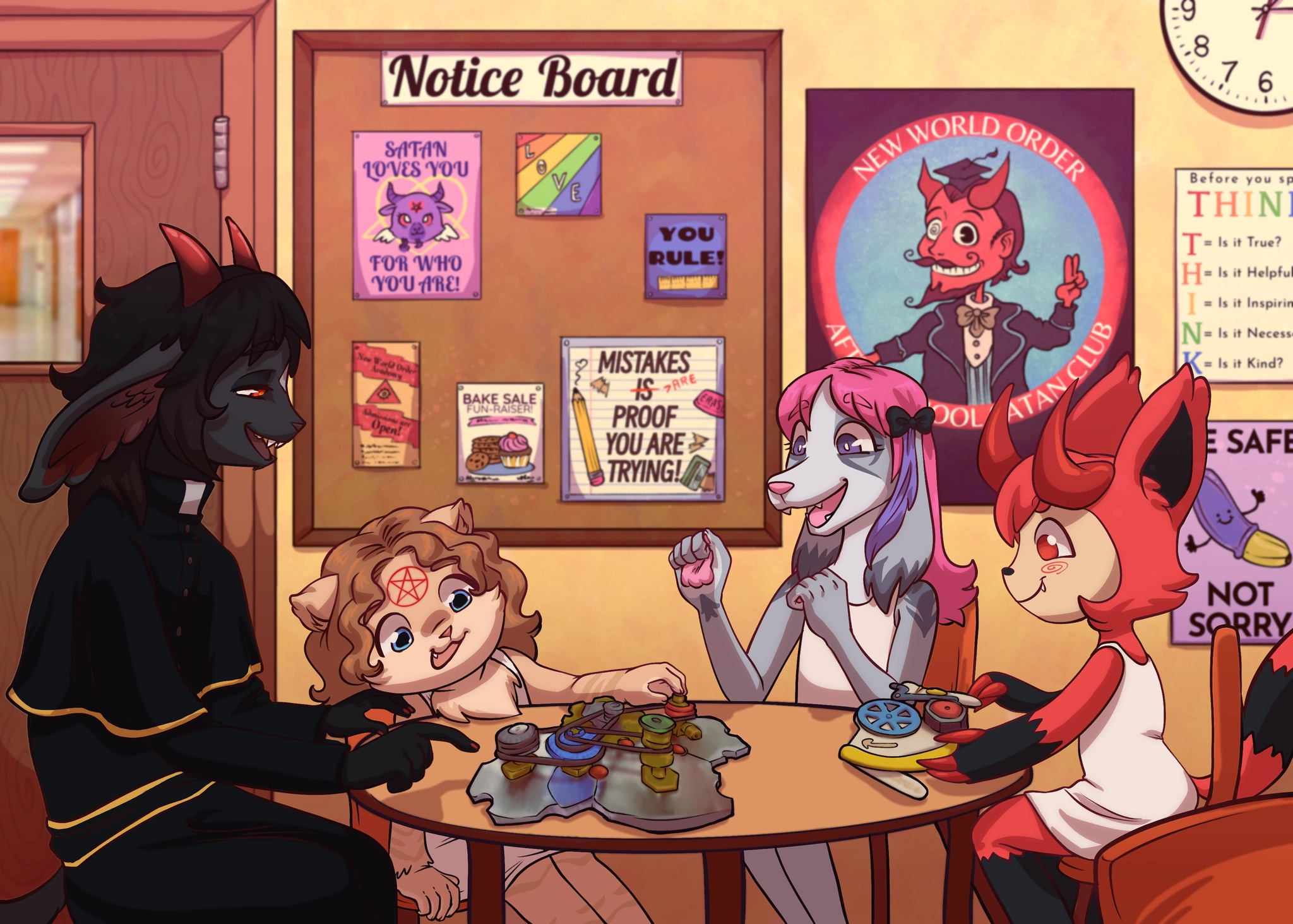 1 adult and 3 underage furries at an After School Satan Club.
