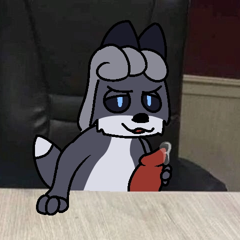 little grey fox in a chair jerking off