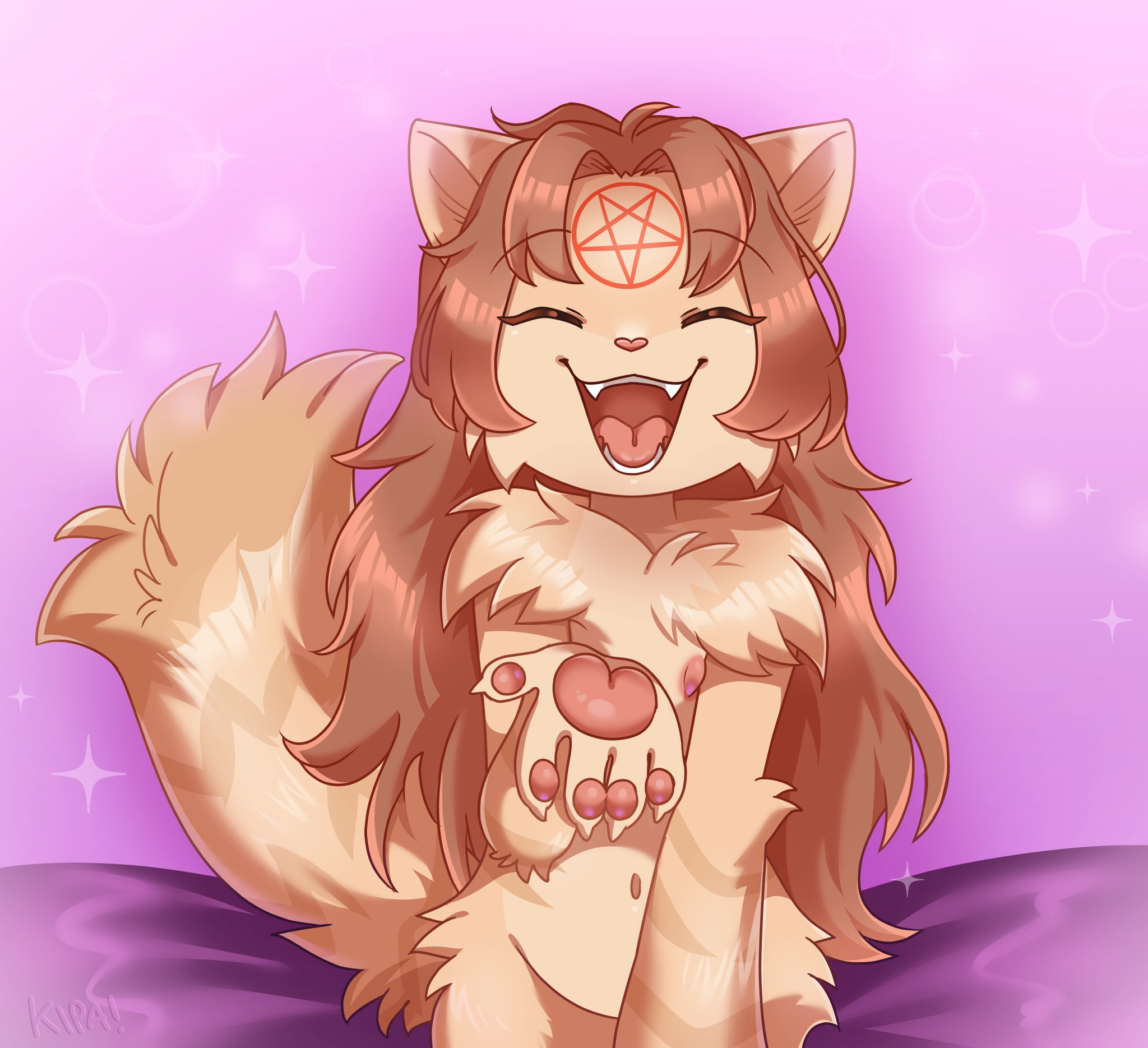Underage furry presenting her mouth.