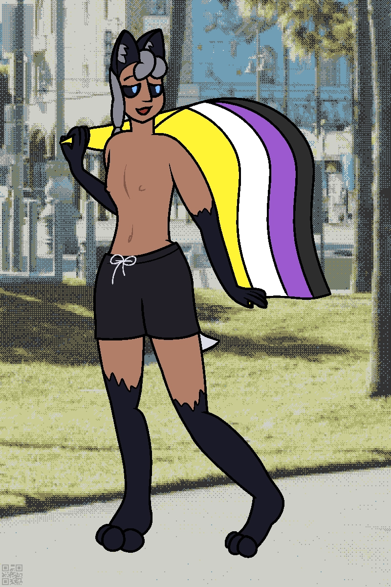 now with no bulge in the trunks, and topless exposing that twinkish chest
