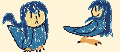 Loose drawing of a bird with Seliph's face