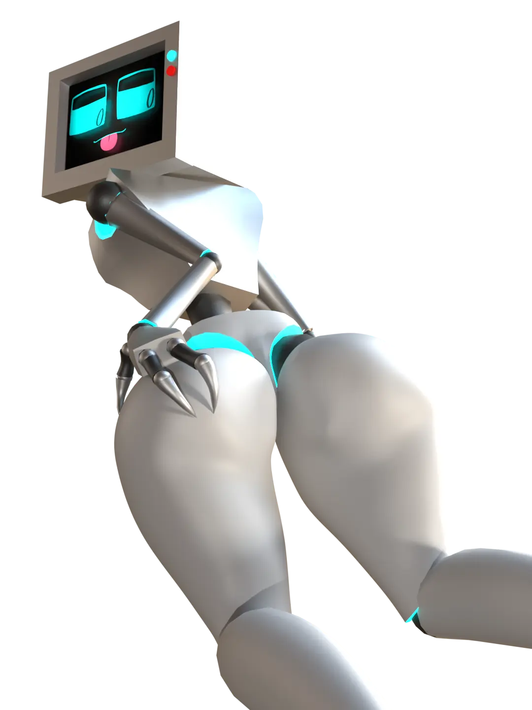 robot showing you a quite large silicone butt and thighs